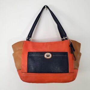 Coach Park Leather Color Block Carrie Tote